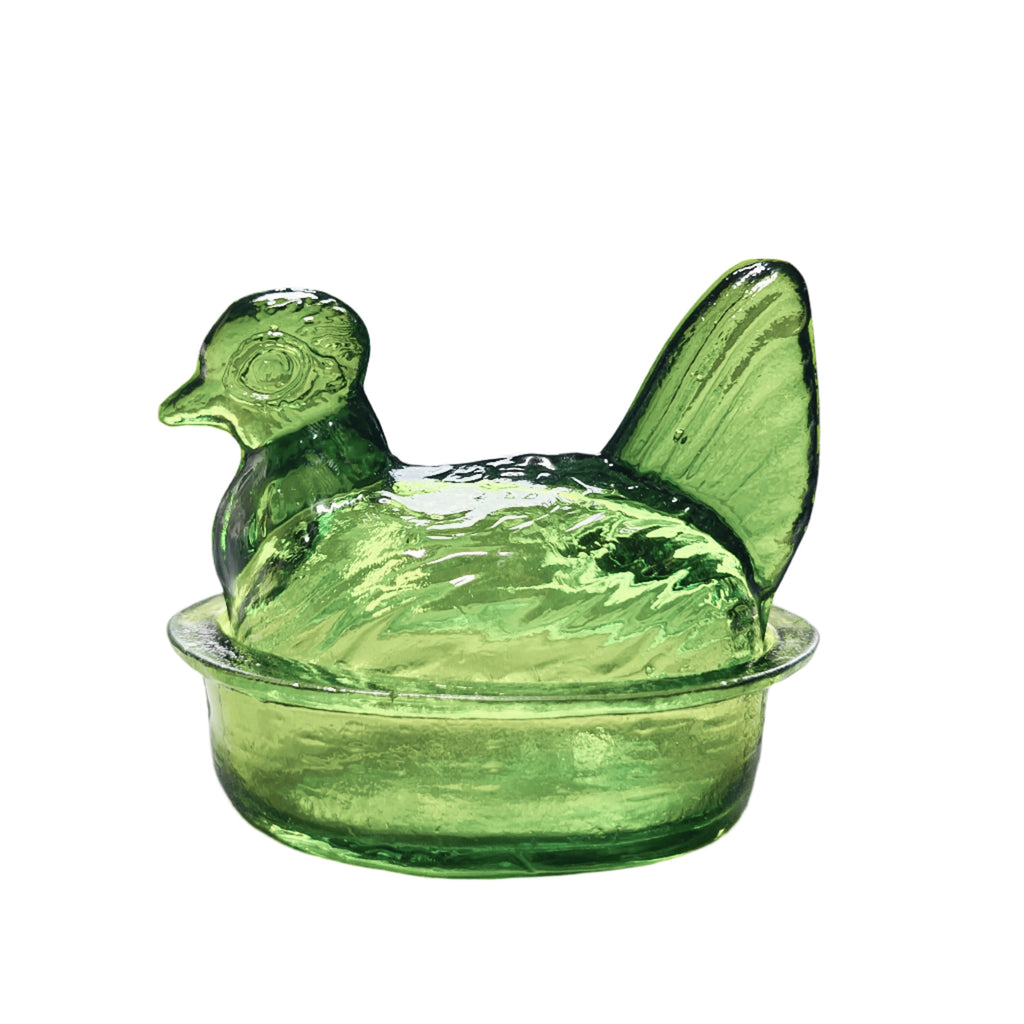 Nesting Hen Bowl & Lid - EUCALYPTUS | Hand Blown Glass - Colombia