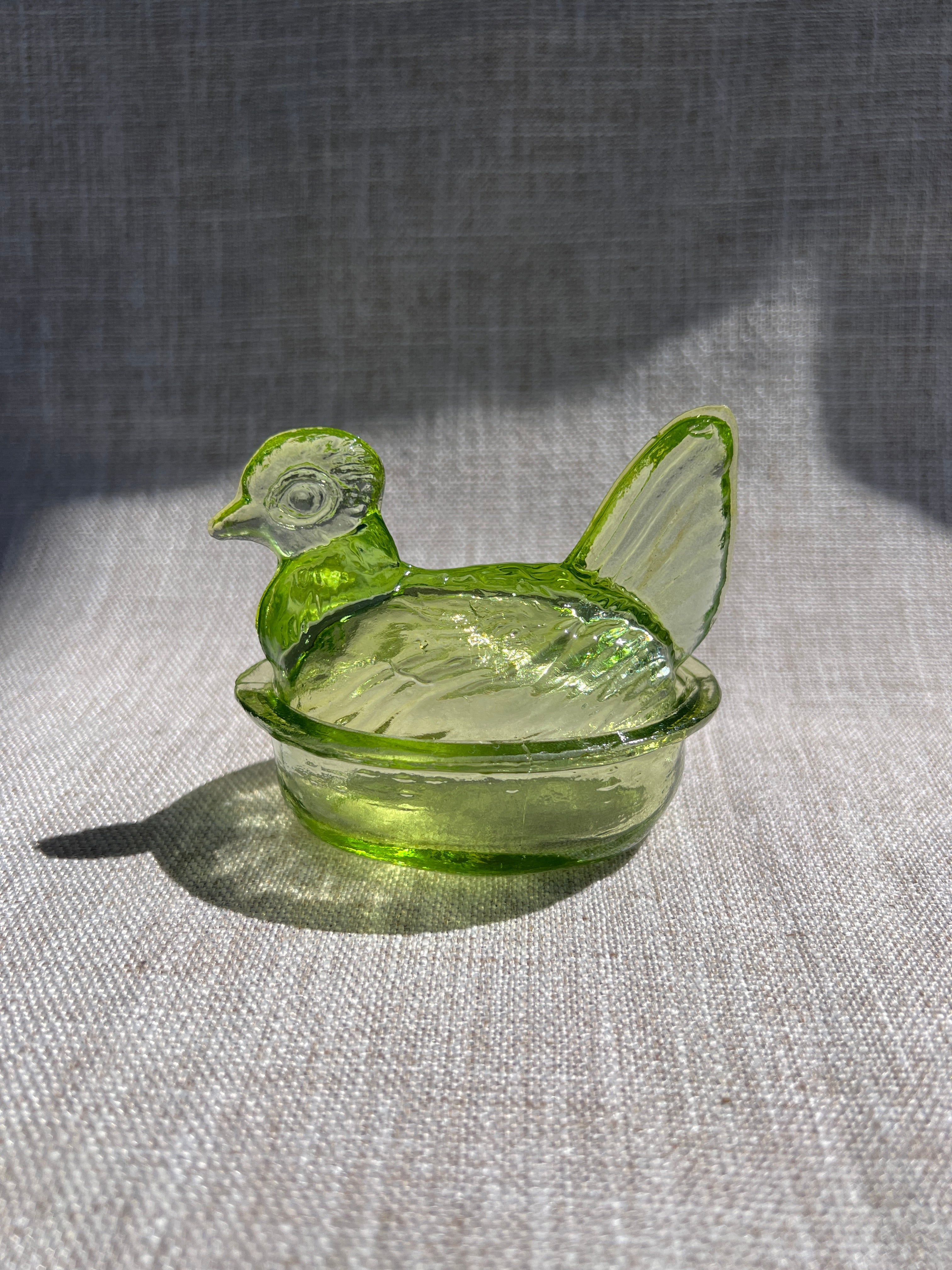 Nesting Hen Bowl & Lid - EUCALYPTUS | Hand Blown Glass - Colombia