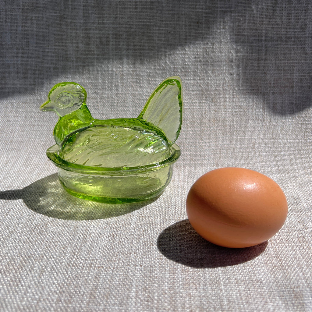 Nesting Hen Bowl & Lid - EUCALYPTUS | Hand Blown Glass - Colombia