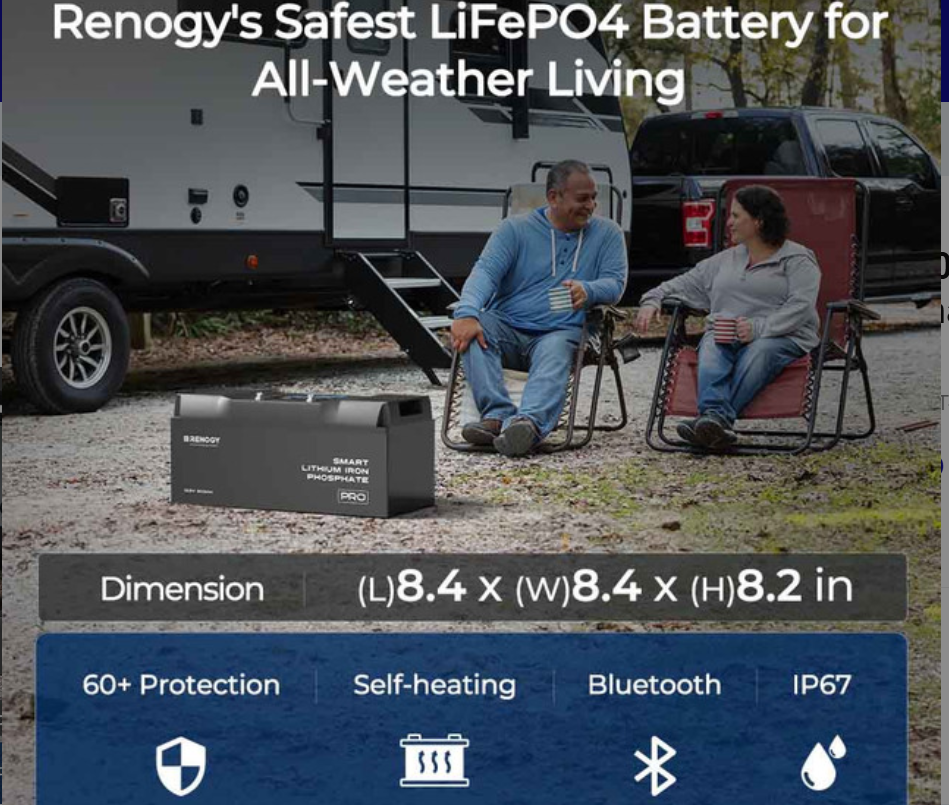 Pro- 12V 200Ah Smart Lithium Iron Phosphate Battery w/ Bluetooth & Self-Heating